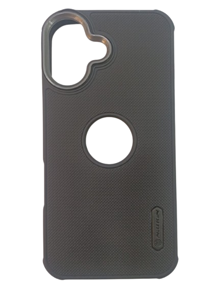 IPHONE 16 FROSTED BLACK COVER WITH LOGO CUT